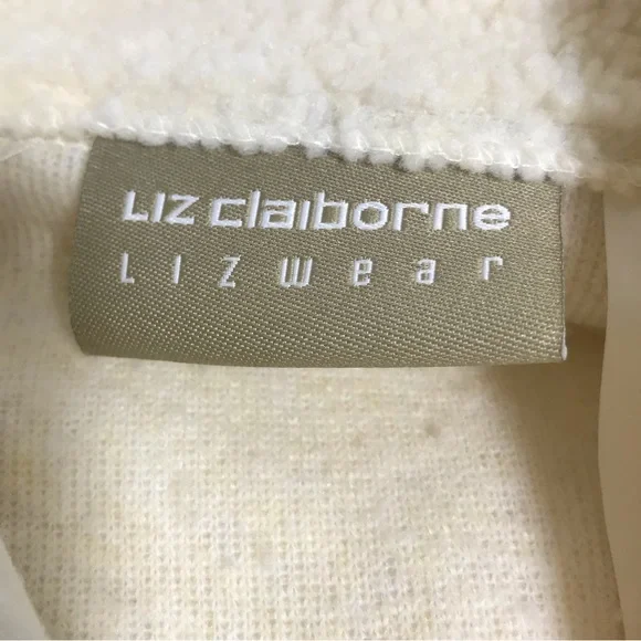 Liz Claiborne Cream Colored Sherpa Half Zip Faux Sherling Jacket - Picture 10 of 14